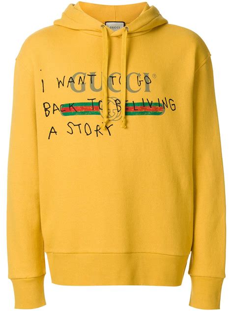 gucci yellow hoodie coco|Gucci distressed hoodie.